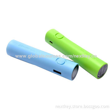 Flashlight-shaped Power Stations for iPhone with 2,600mAh Capacity, Different Colors for Your Choice